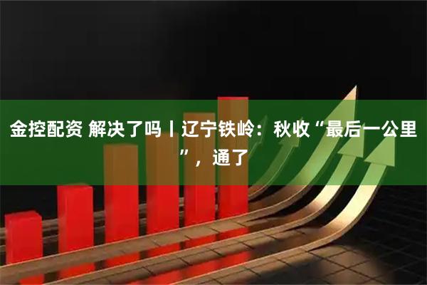 金控配资 解决了吗丨辽宁铁岭：秋收“最后一公里”，通了